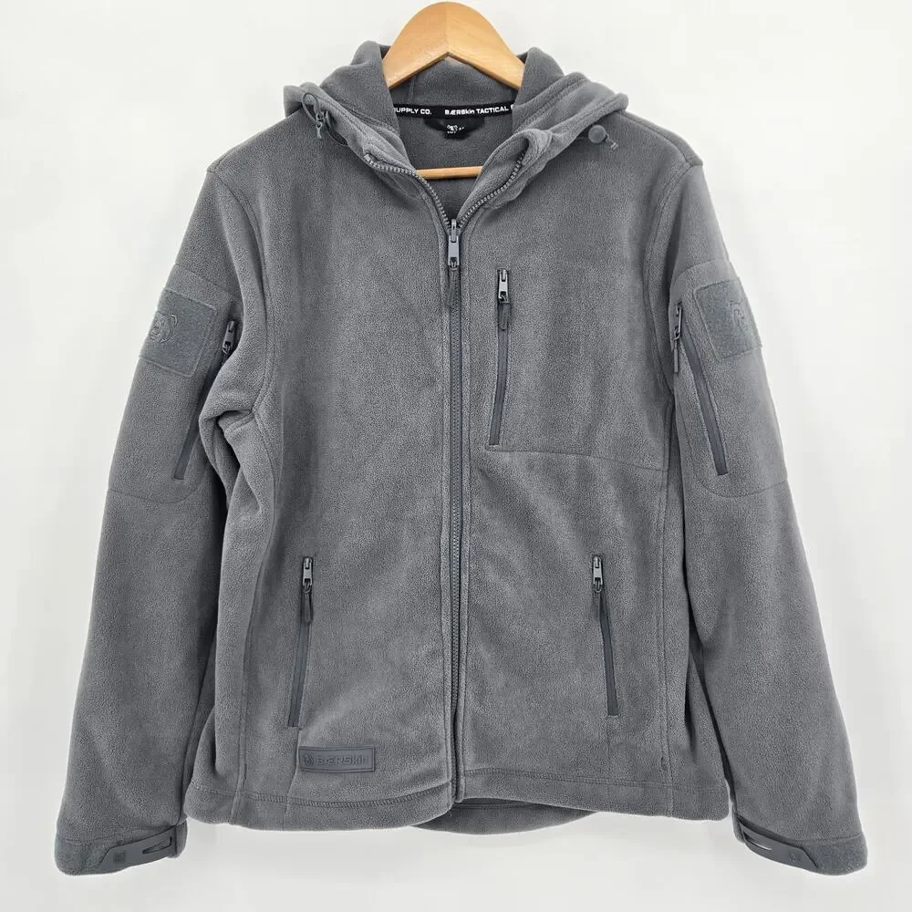 Bearskin Tactical Full Zip Hooded Fleece Jacket Gray Outdoors Hunting Size M